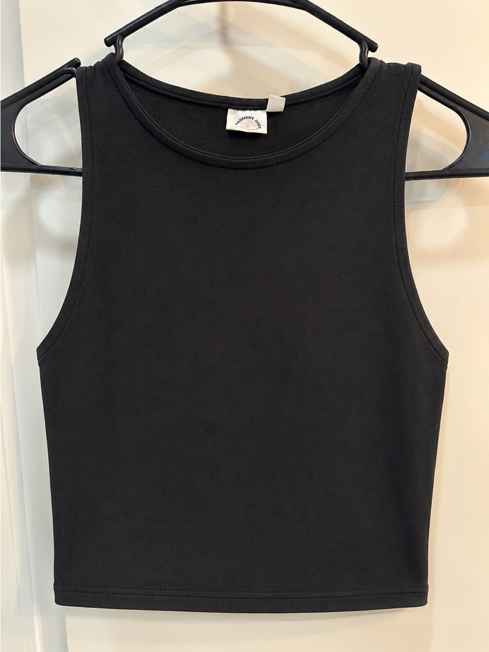 Women’s Black Ribbed Cropped Tank - Sleeveless High Neck